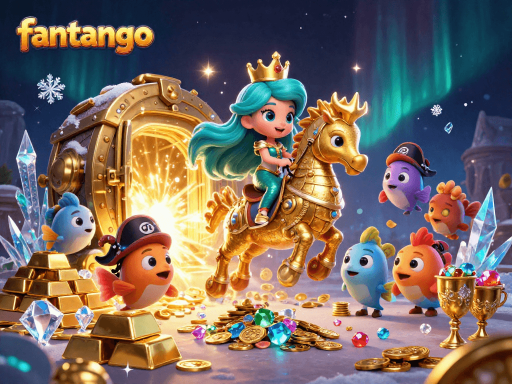 Experience the thrill of fantango with vibrant characters and luxurious casino elements in a colorful scene.