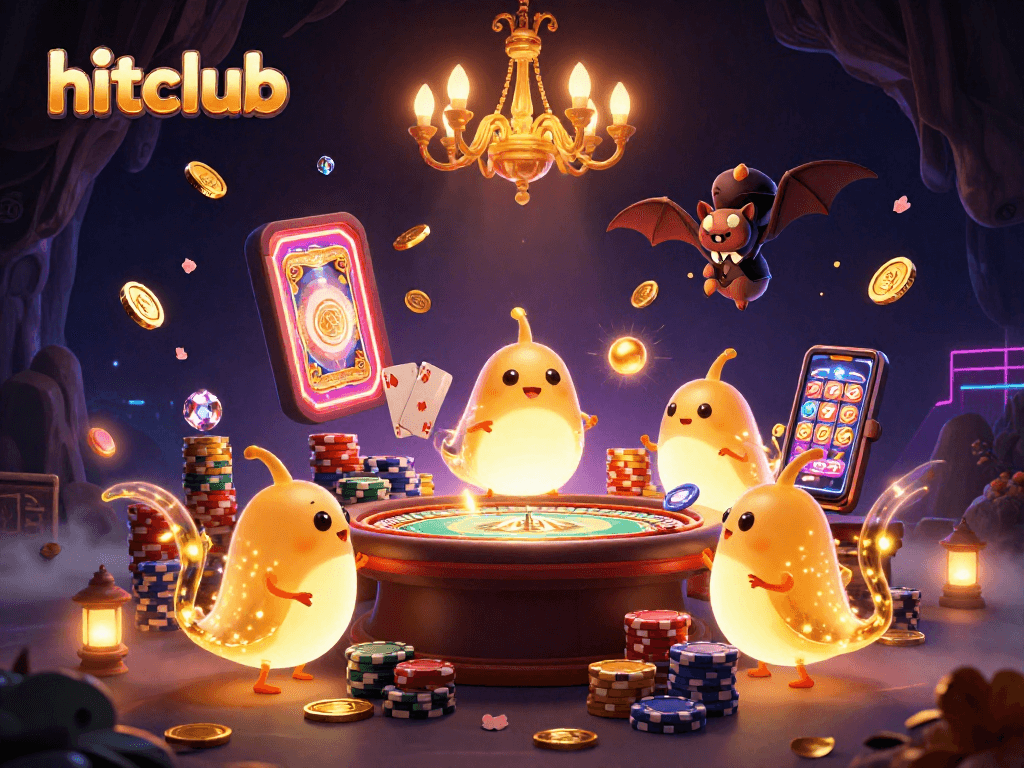 Experience the excitement at hitclub casino with animated glowworms and dazzling gaming elements!