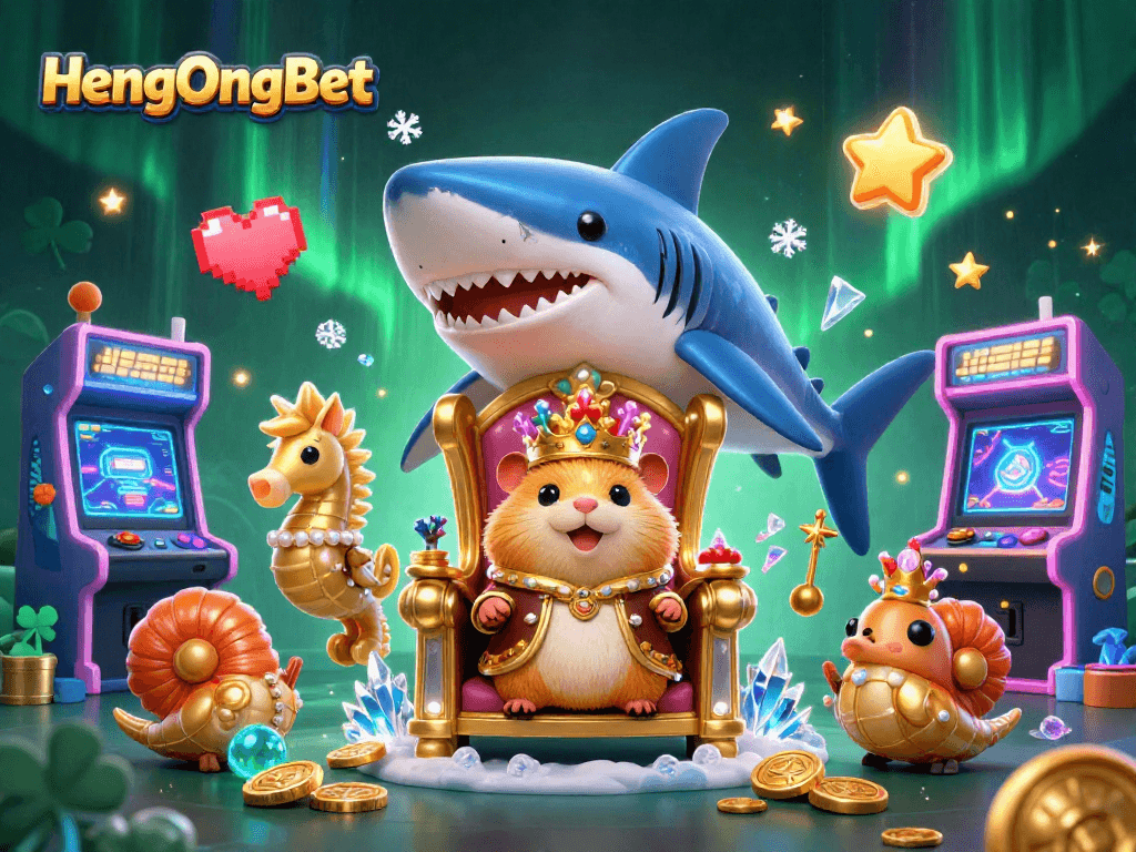 Experience the excitement at HengOngBet with a vibrant 3D illustration of a whimsical casino scene.
