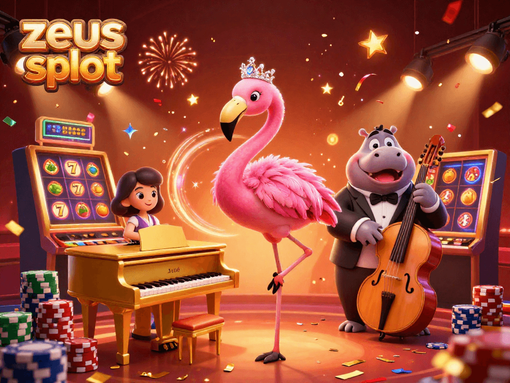Experience the excitement of the zeus slot with lively characters and vibrant casino elements.