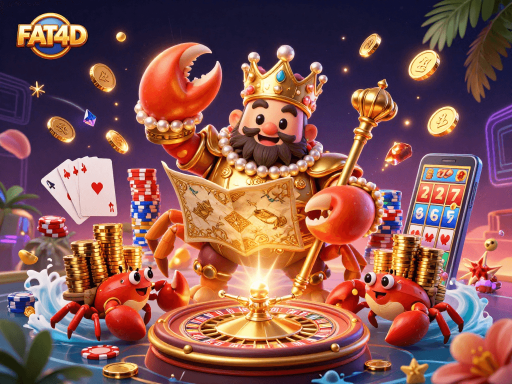 Engage with FAT4D's immersive slot gaming experience featuring dynamic golden crab theme and stunning visuals.
