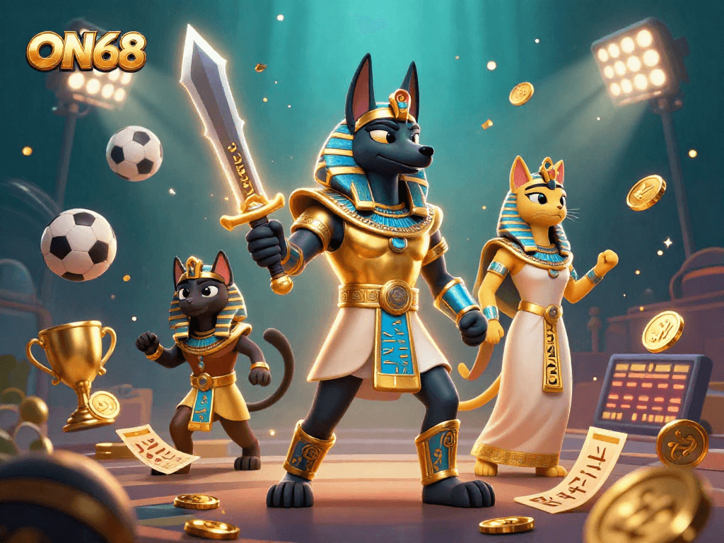 Experience wins at ON68 with dynamic gaming action featuring vibrant 3D casino elements.