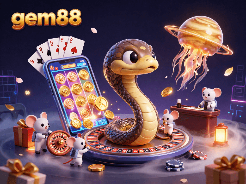 Experience thrilling bets with gem88 as astronaut mice play around a cosmic roulette wheel.