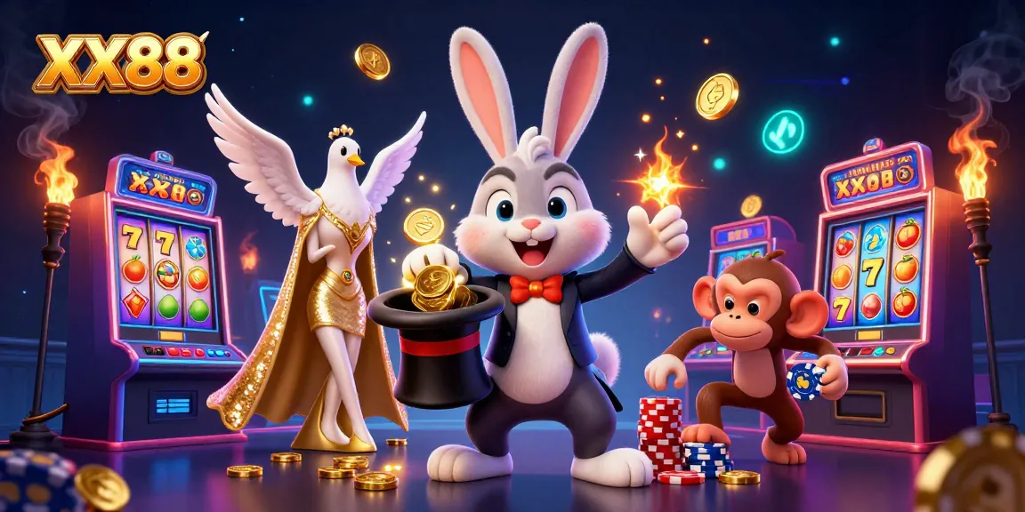 Engage in thrilling gameplay with XX88, featuring animated characters and vibrant casino elements.