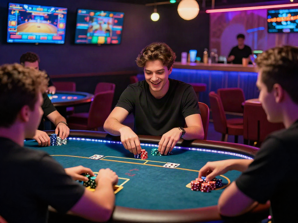 Experience excitement at 789win with friends enjoying vibrant online poker in a lively gaming atmosphere.