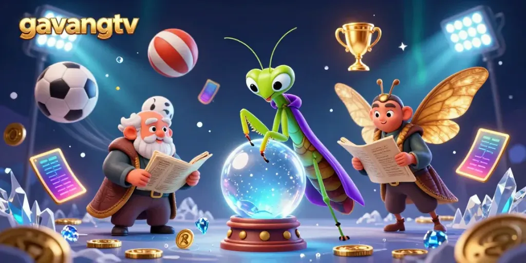 Experience thrilling betting action with gavangtv's vibrant scene featuring magical characters and sports elements.