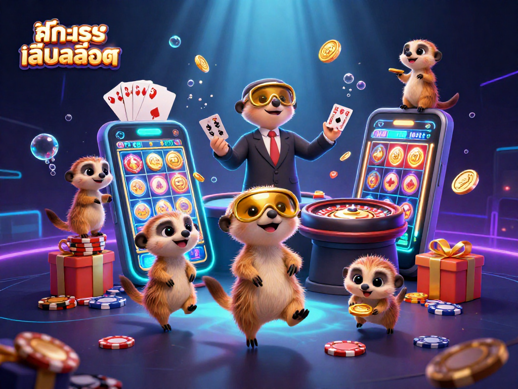 Experience ทดลองเล่นสล็อต with interactive cute meerkats controlling a vibrant casino operation.