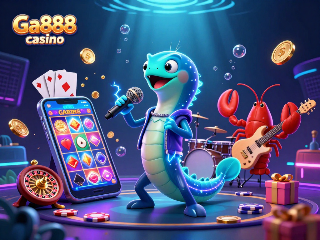 Experience Ga888 casino's vibrant underwater scene featuring animated characters and exciting gambling elements.