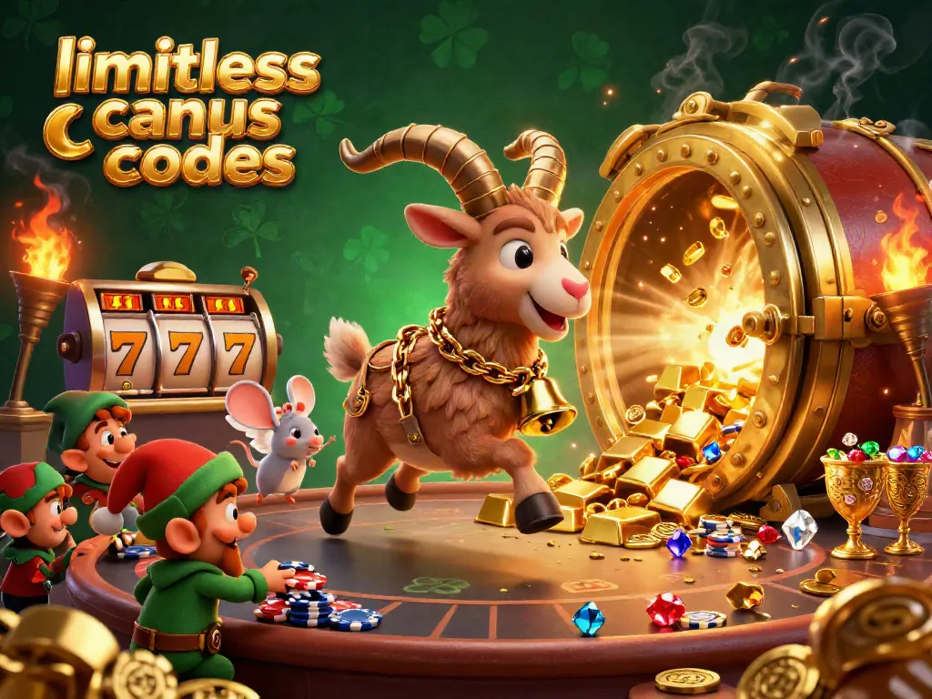 Engage with limitless casino bonus codes while exploring a vibrant, festive casino scene full of excitement and treasures.