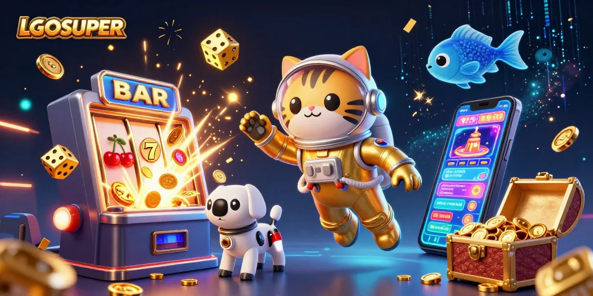 Experience thrilling jackpots with LGOSUPER inspired gaming elements in a vibrant cosmic scene.