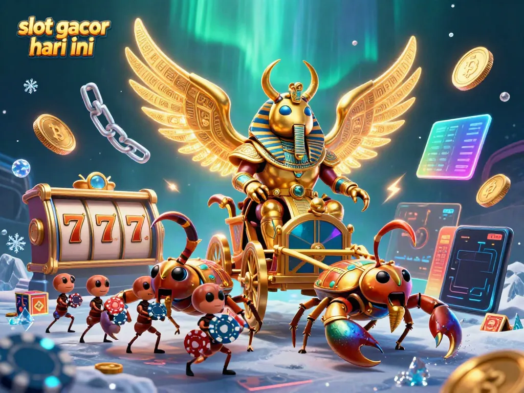 Ilustrasi slot gacor hari ini dengan karakter kasino ikonik dan elemen perjudian menarik.