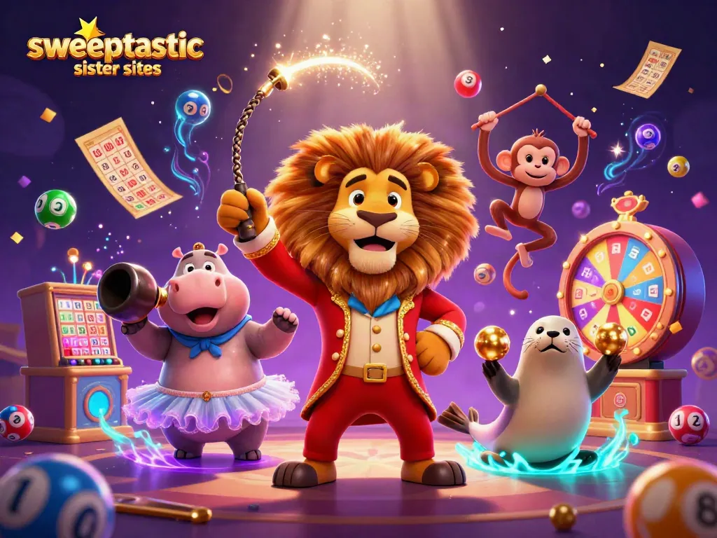 Experience winning moments at sweeptastic sister sites with a lively casino carnival scene.