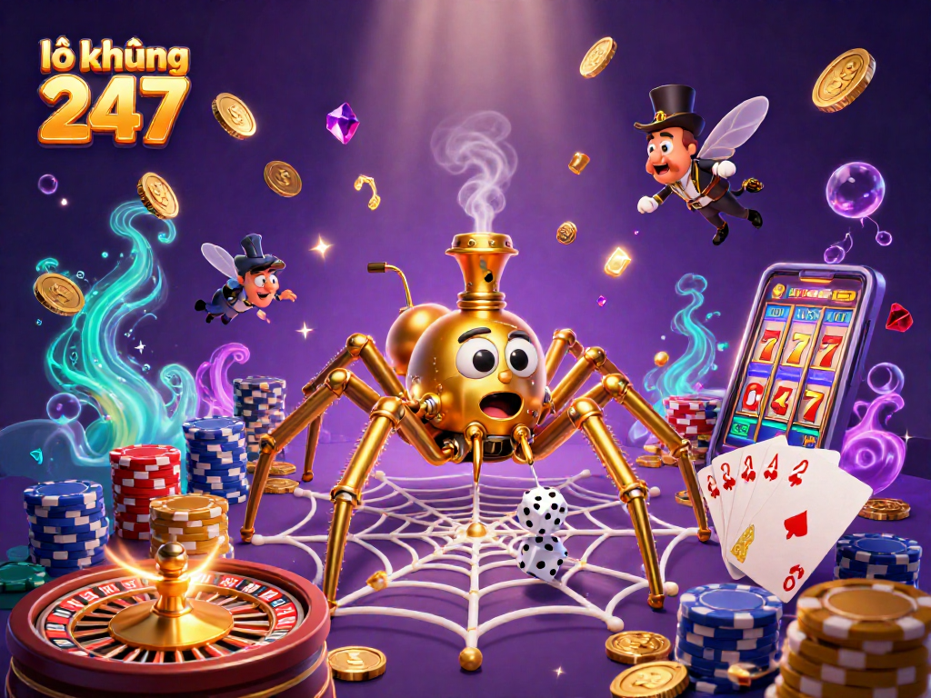 Engage in thrilling play with lô khung 247 amid cascading coins and vibrant gaming elements.
