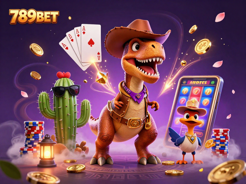 Experience thrilling gaming action at 789BET with vibrant characters and casino elements.