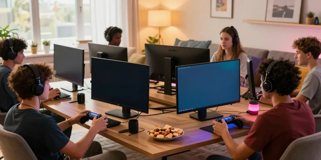 Pengalaman bermain game online di https://Emon777.com dengan teman-teman, suasana nyaman dan modern.