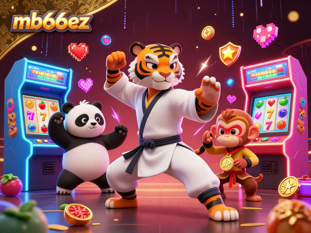 Experience thrilling gameplay with mb66ez, featuring vibrant slots and dynamic characters in a rich casino scene.