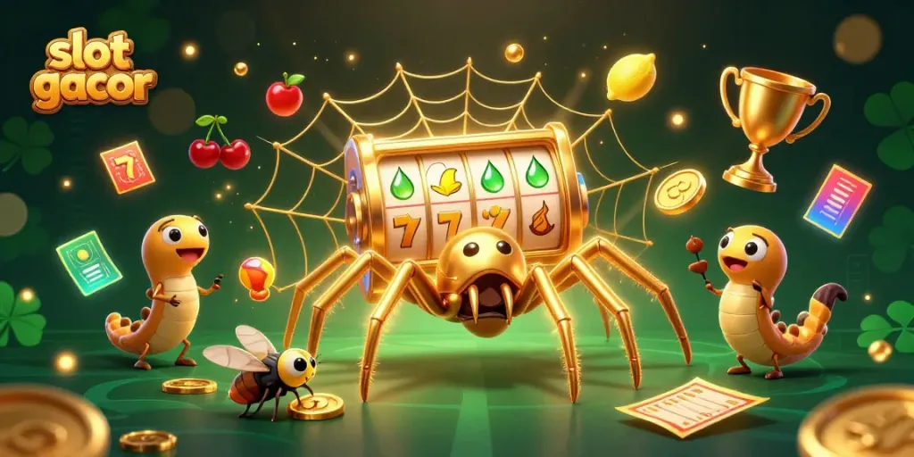 Menangkan jackpot dengan slot gacor yang menampilkan karakter unik seperti laba-laba dan lalat!