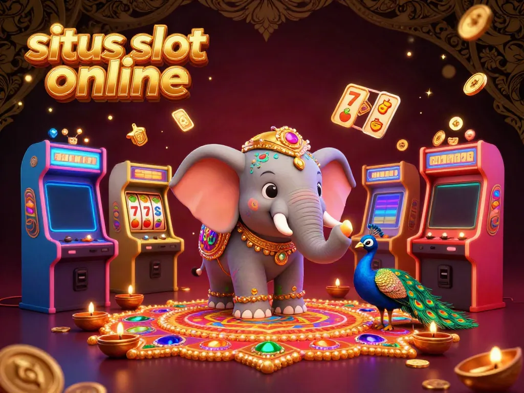 Menghibur dengan bermain situs slot online, gambar ilustrasi kasino yang kaya dan berwarna.