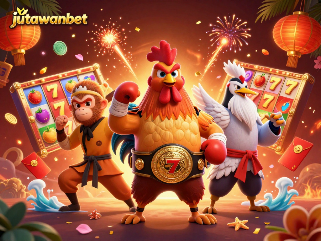 Experience thrilling gameplay at jutawanbet with vibrant slot machines and festive elements.