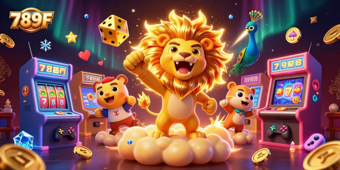 Engage in thrilling action at 789F with colorful slot machines and vibrant casino elements.