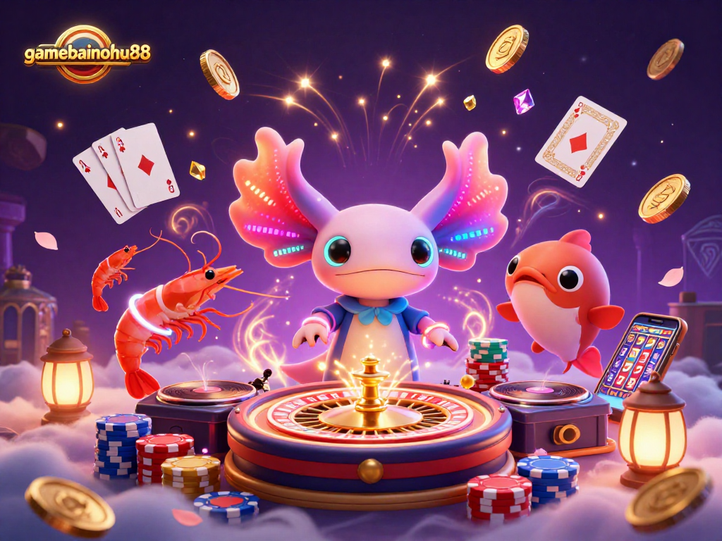 Spin winning slots and casino excitement with gamebainohu88, featuring a vibrant DJ and colorful characters.