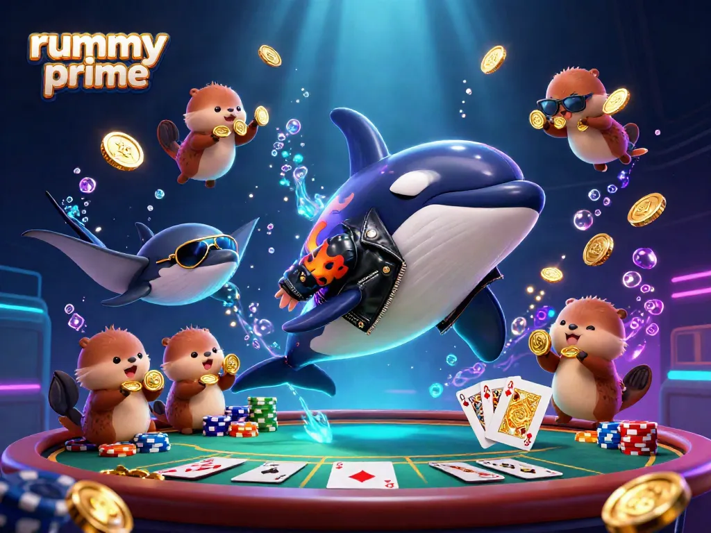 Experience vibrant online gaming with rummy prime featuring playful characters, dynamic gameplay elements, and sparkling treasures.