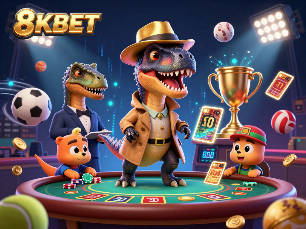 Experience thrilling gameplay at 8KBET with a velociraptor card counter and excited action.