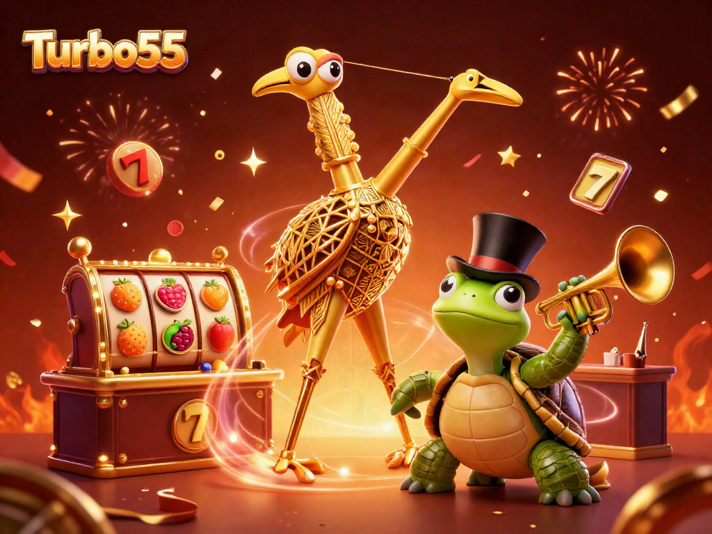 Engage with Turbo55’s captivating slot scene showcasing vibrant characters and elements.