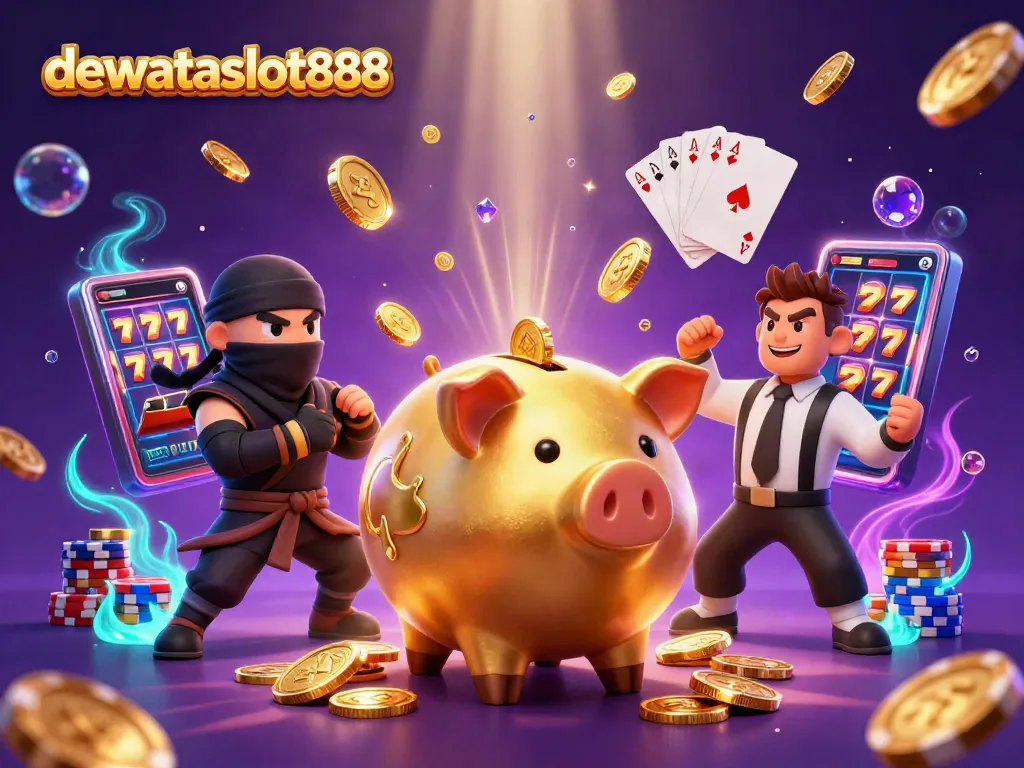 Menangkan jackpot di dewataslot888 dengan slot mesin, koin emas berhamburan, dan grafik 3D yang menakjubkan.