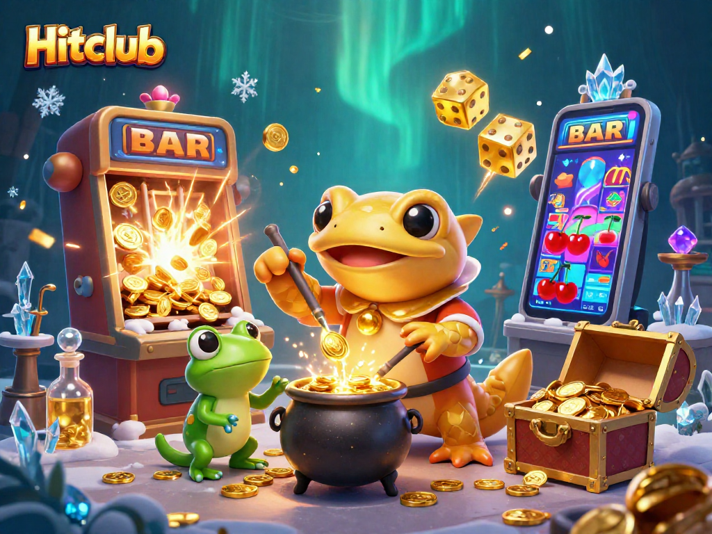 Engage with Hitclub's vibrant casino scene featuring jubilant characters celebrating a jackpot.