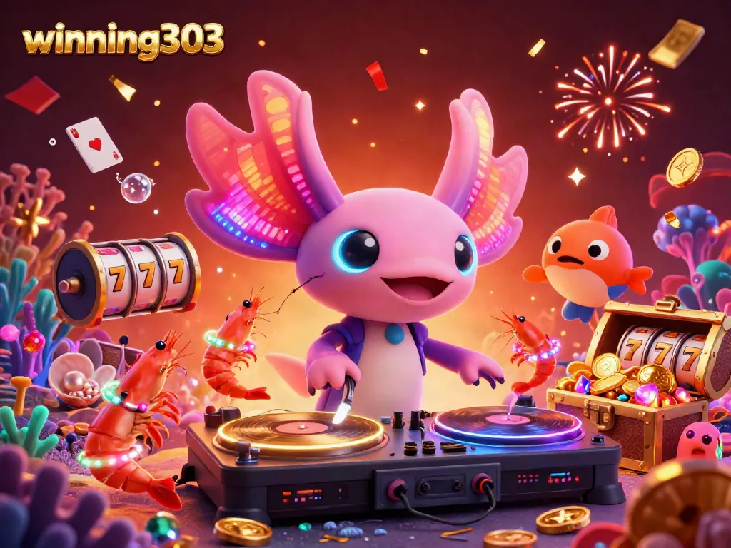 Experience exhilarating gameplay at winning303 with vibrant slots, neon characters, and underwater treasures.