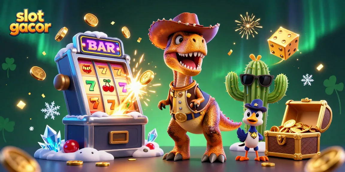 Mesin slot gacor meledak membawa kemenangan besar dengan dinosaur koboi dan teman-temannya