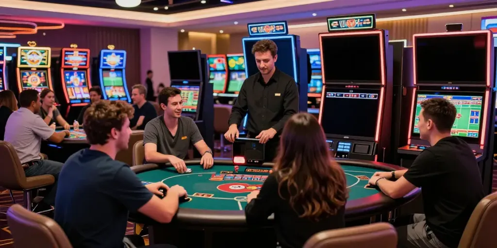 Diverse players enjoying the vibrant atmosphere of H19 online casino games.