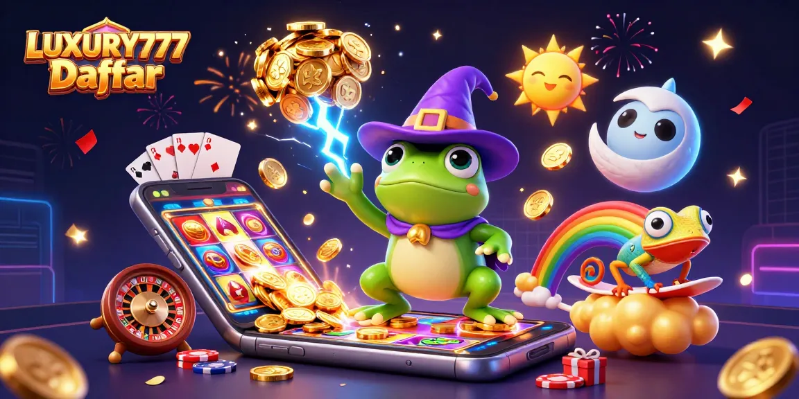 Menangkan dengan LUXURY777 Daftar dalam gambar penuh warna menggambarkan kegembiraan kasino.