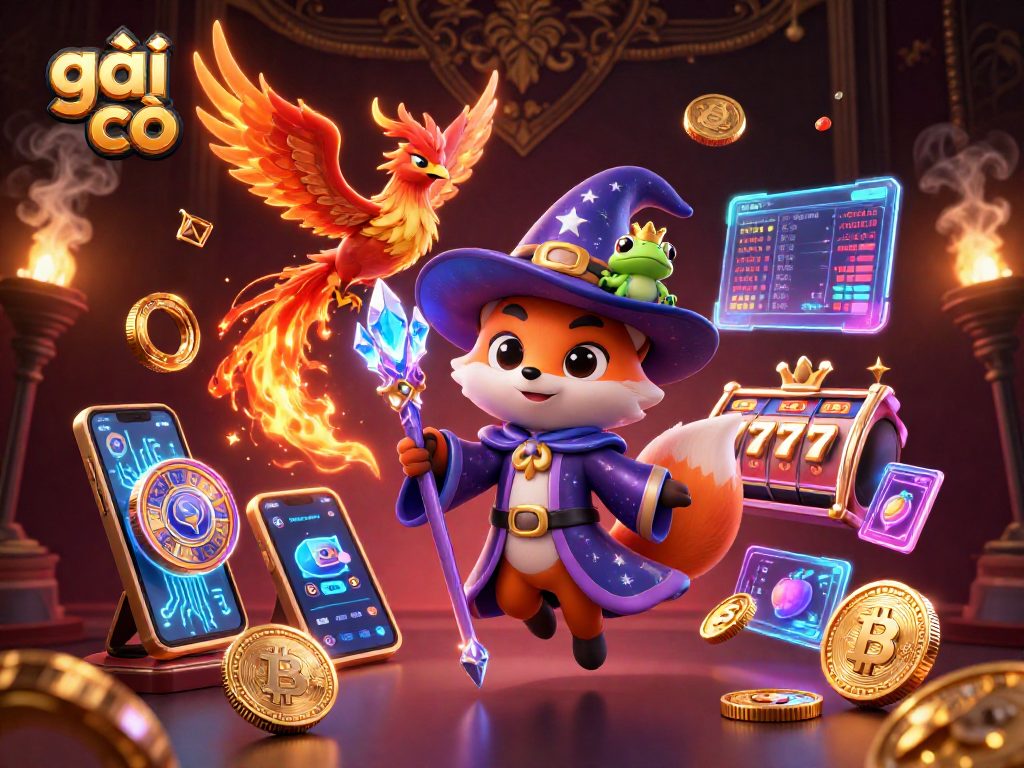 Engaging illustration featuring gái gọi with vibrant casino elements and mystical characters.