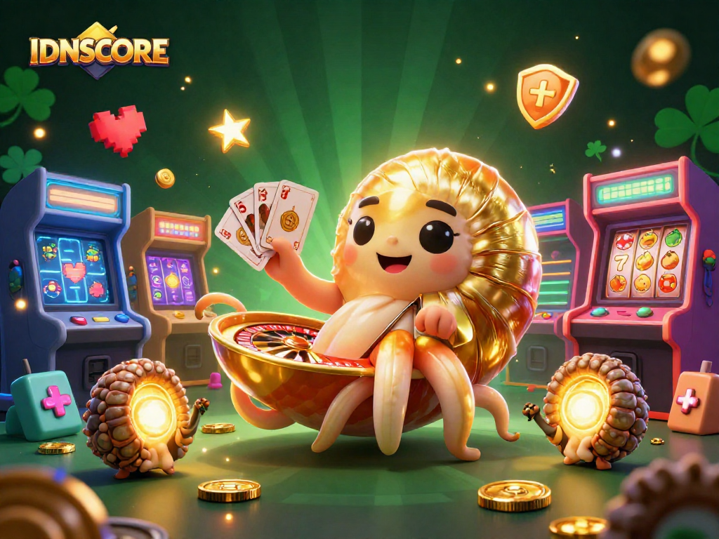Experience thrilling gameplay and slot rewards at IDNSCORE with vibrant casino elements.