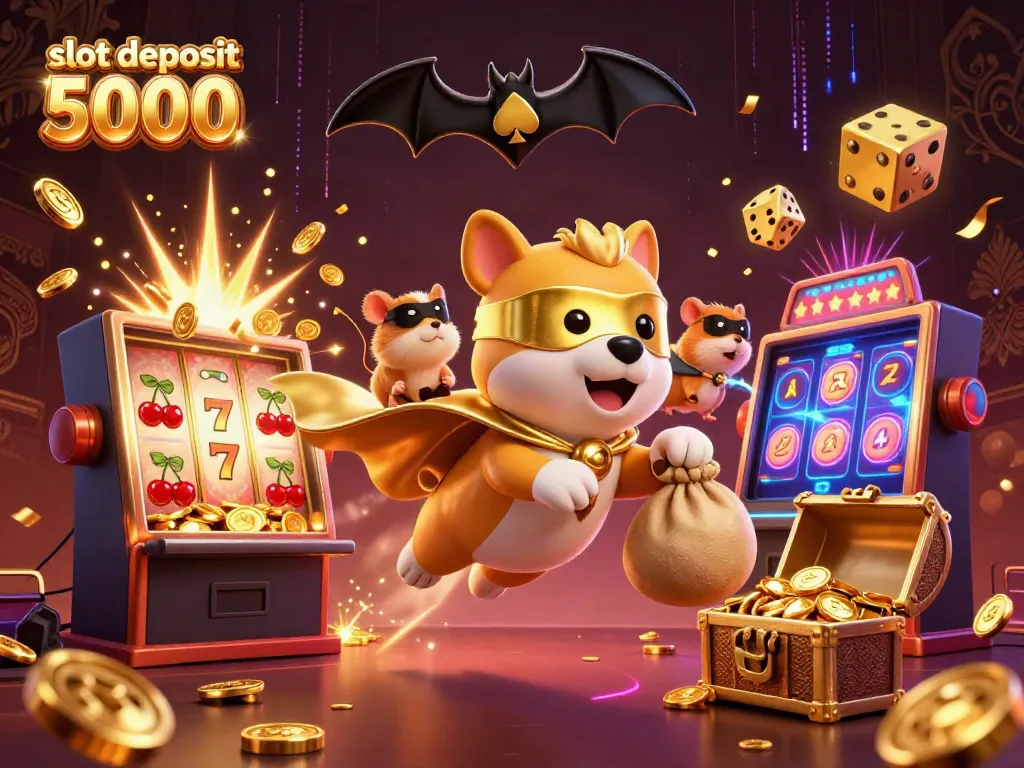 Experience thrilling wins at slot deposit 5000 with colorful characters and casino excitement.
