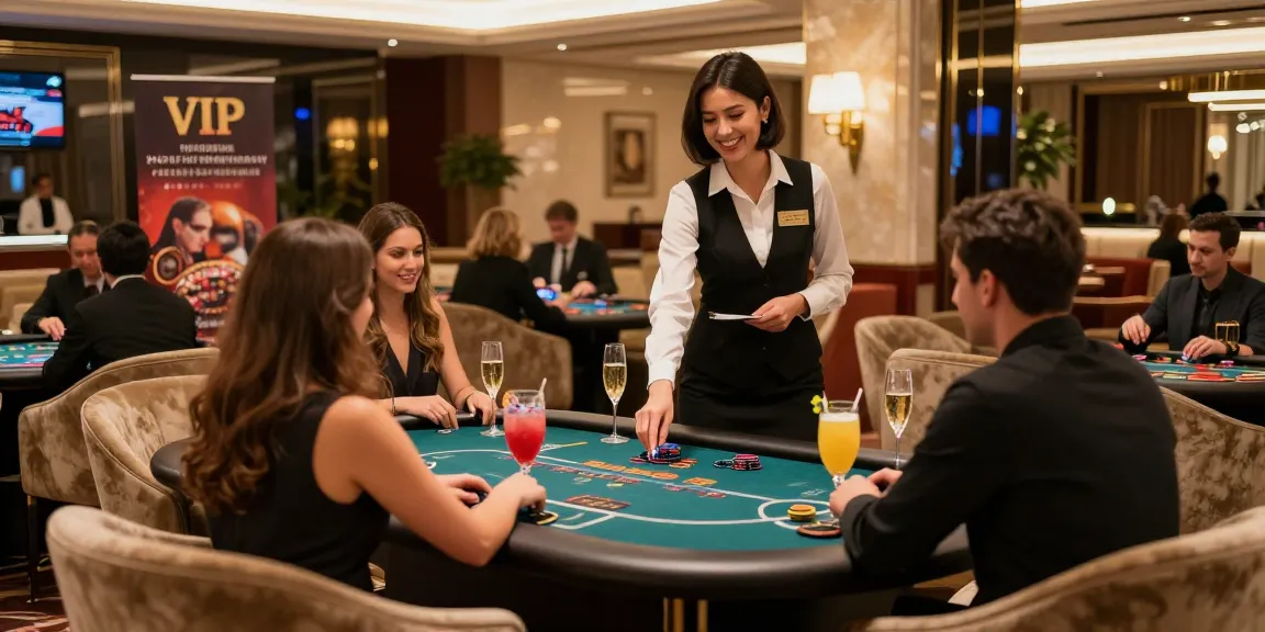 Experience the benefits of Sebastian Gerste's VIP programs in online casinos, showcasing an elegant casino lounge with exclusive perks.