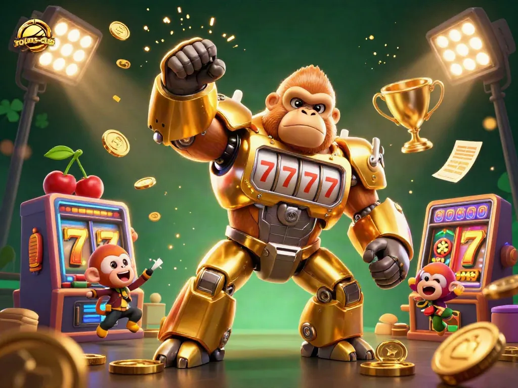 Aksi luar biasa di platform rooms-club saat gorila mekanik emas bermain slot dengan kemenangan beruntun!