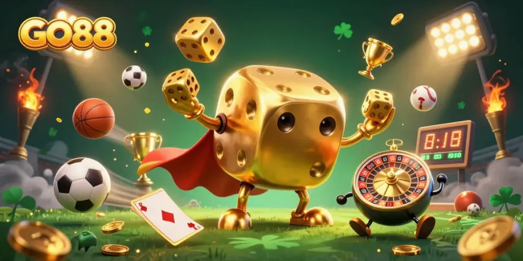 Engage with GO88's exciting casino adventures featuring dynamic dice and vibrant sports elements.