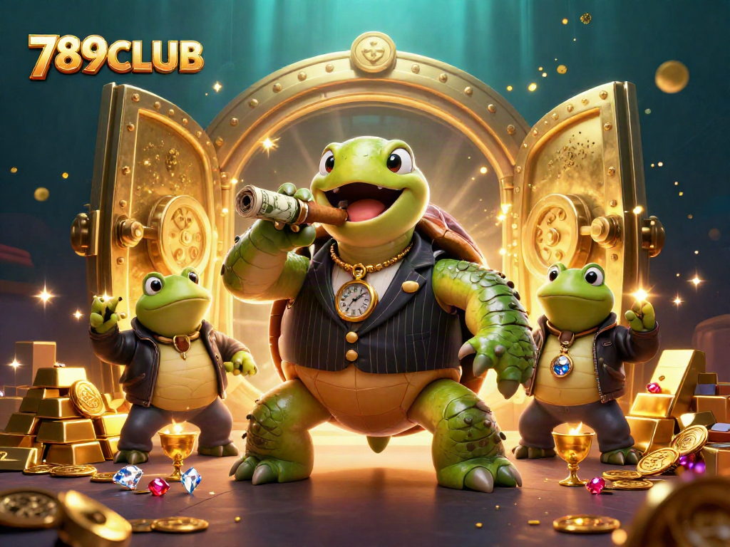 Engage in thrilling gameplay at 789CLUB, featuring a vibrant cartoon casino scene.