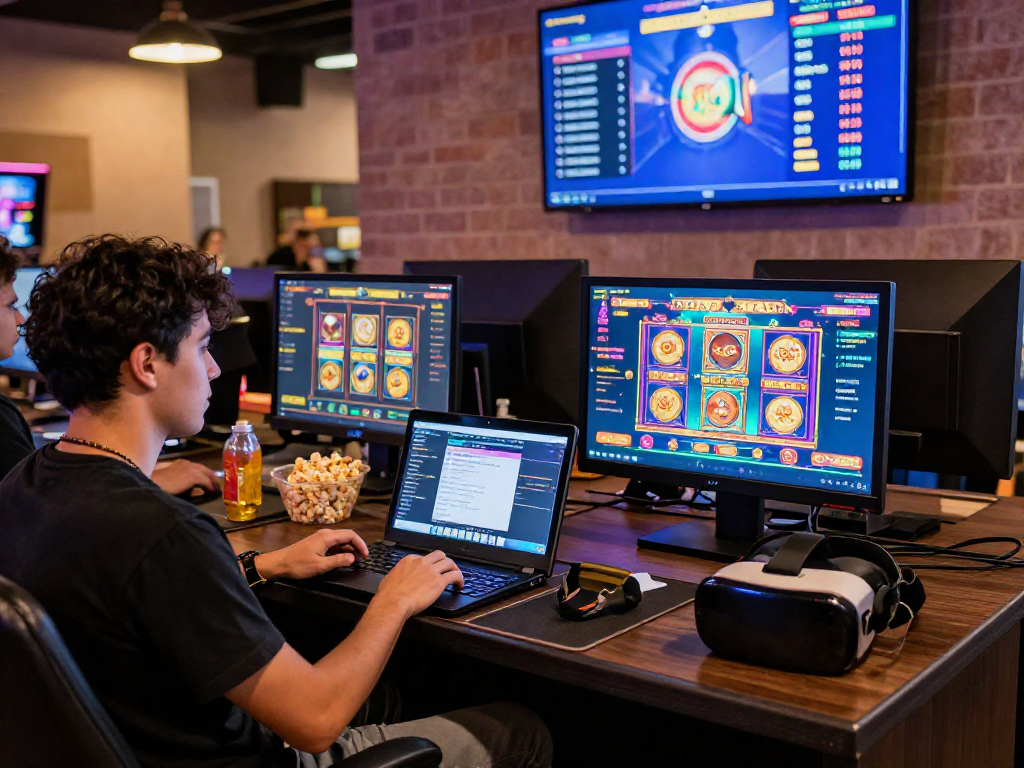 Player immersed in exciting slot gacor gaming experience with vibrant interface and dynamic atmosphere