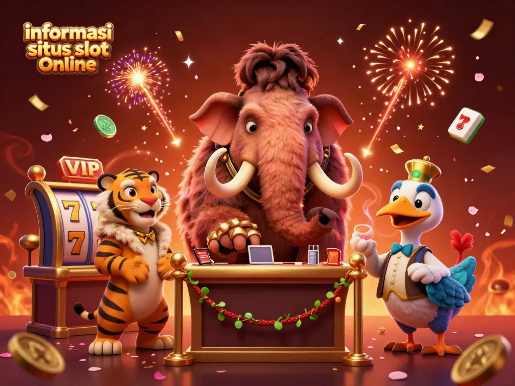 Mengungkap informasi situs slot online dengan ilustrasi 3D kasino penuh warna yang menampilkan karakter menarik dan elemen permainan menawan.