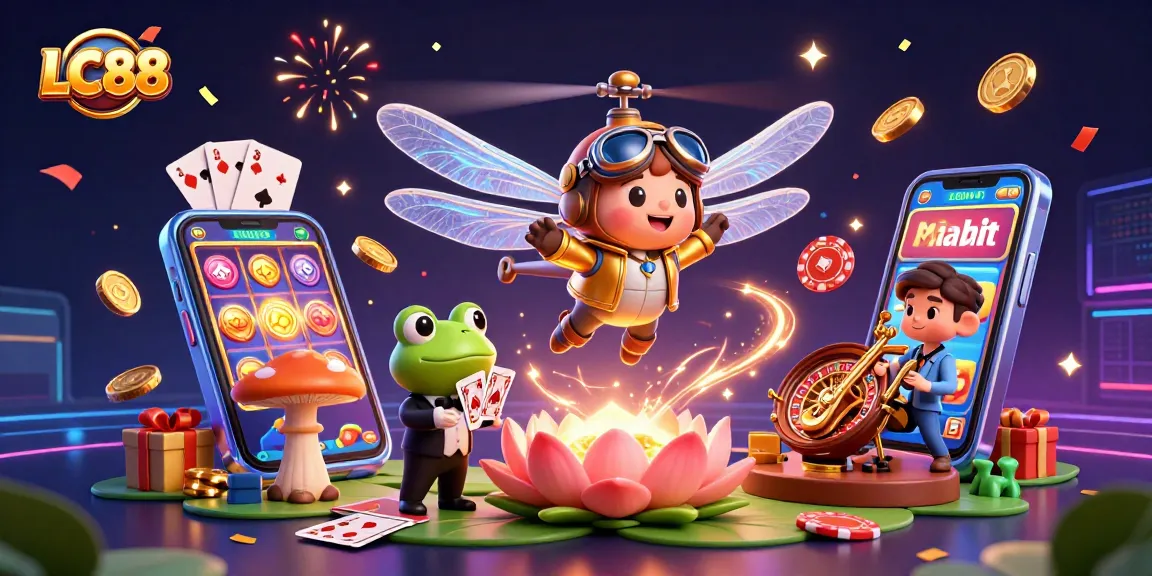 Join the fun at LC88, where the dragonfly pilot and frog croupier bring excitement and winning opportunities!