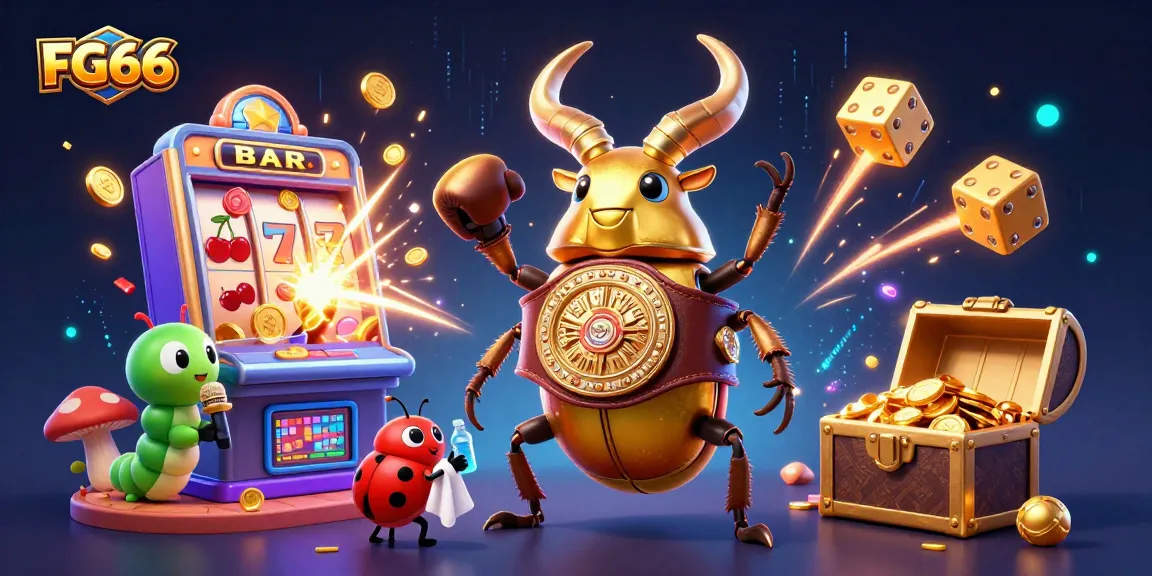 FG66 characters in a dynamic casino scene featuring exciting slot machine jackpots.