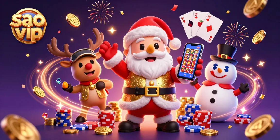 Celebrate with sao vip as Santa and friends win big in a vibrant casino scene.
