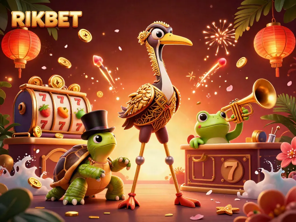 Experience the thrilling atmosphere of RIKBET casino with vibrant characters and dynamic slot games.