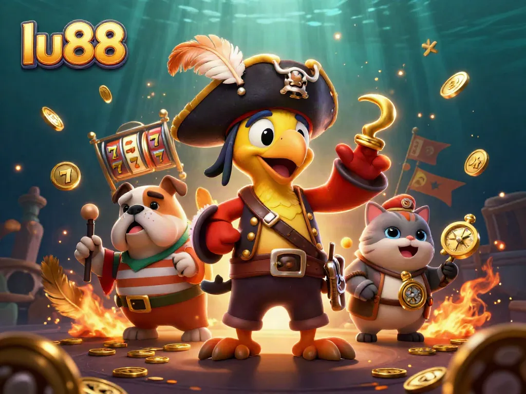 Engage in thrilling gameplay at lu88, featuring vibrant 3D characters in an exciting casino environment.
