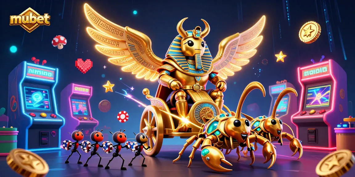 Experience exhilarating gaming with mubet's vibrant 3D casino illustration featuring intense action and dynamic characters.