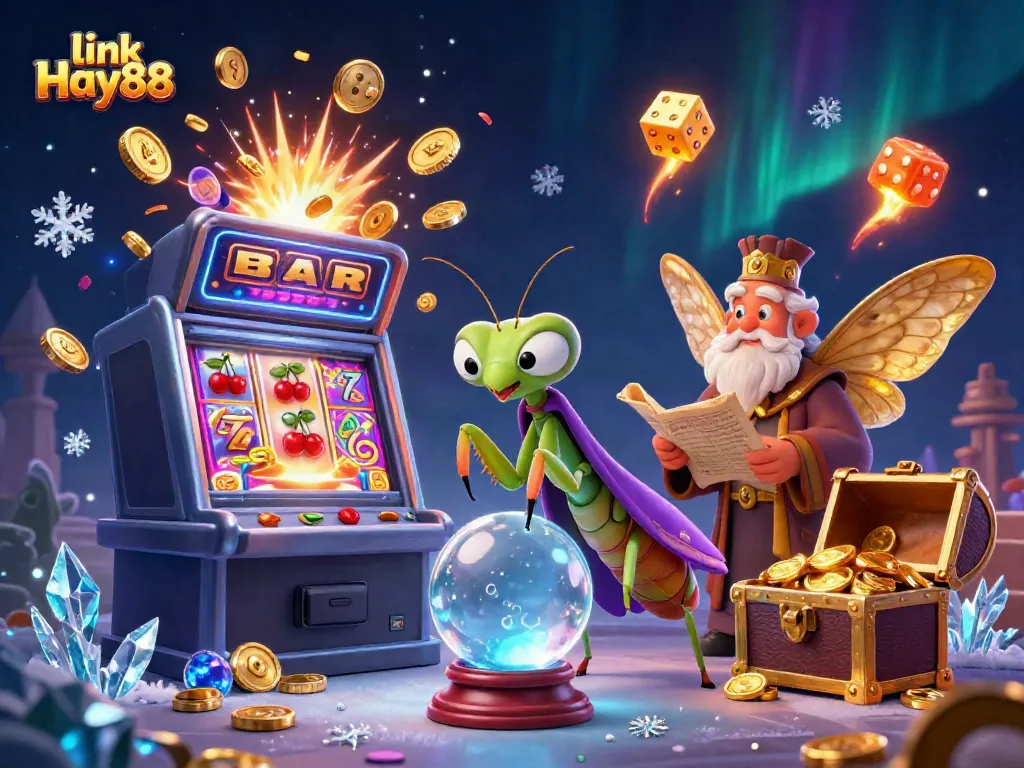 Spin the reels with link Hay88's vibrant slots and engaging casino games in this dynamic illustration.